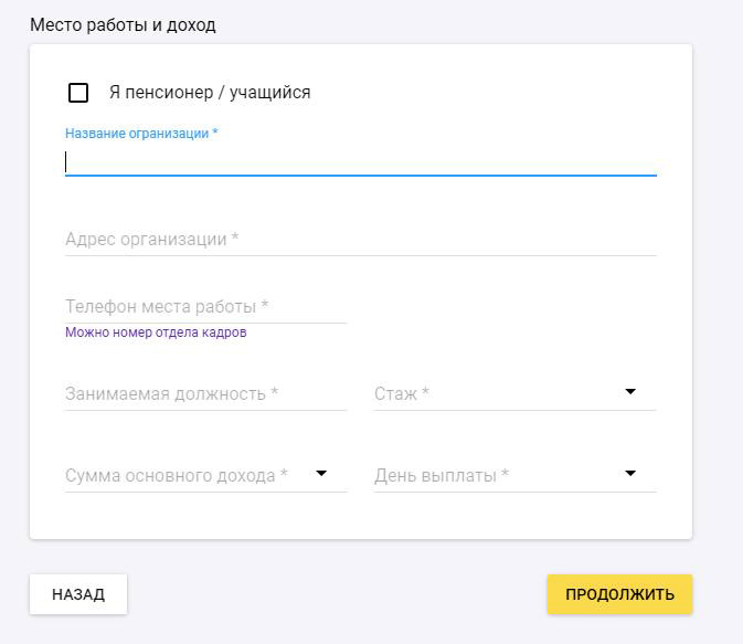 Оформление заявки до зарплаты шаг 4